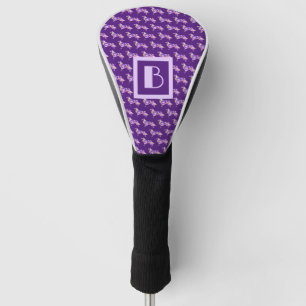 Border Collie Dog Purple Silhouette Monogram Golf Head Cover