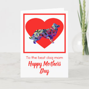 Border Collie Dog Red Heart Mother’s Day Card