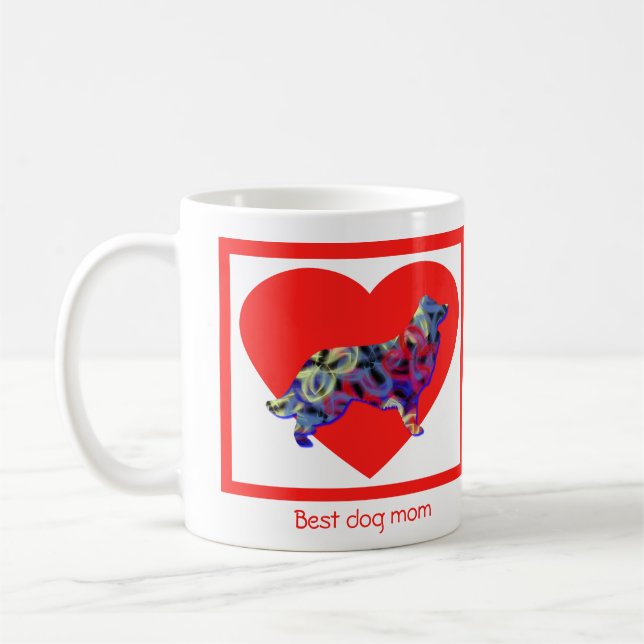 Border Collie Dog Red Valentine’s Day Coffee Mug (Left)