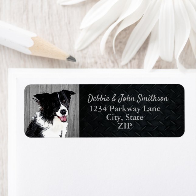Border Collie Dog Return Address Animal Cute  (Insitu)
