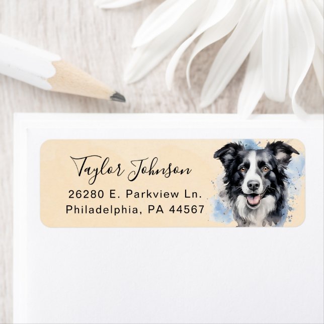 Border Collie Dog Return Address Label (Insitu)