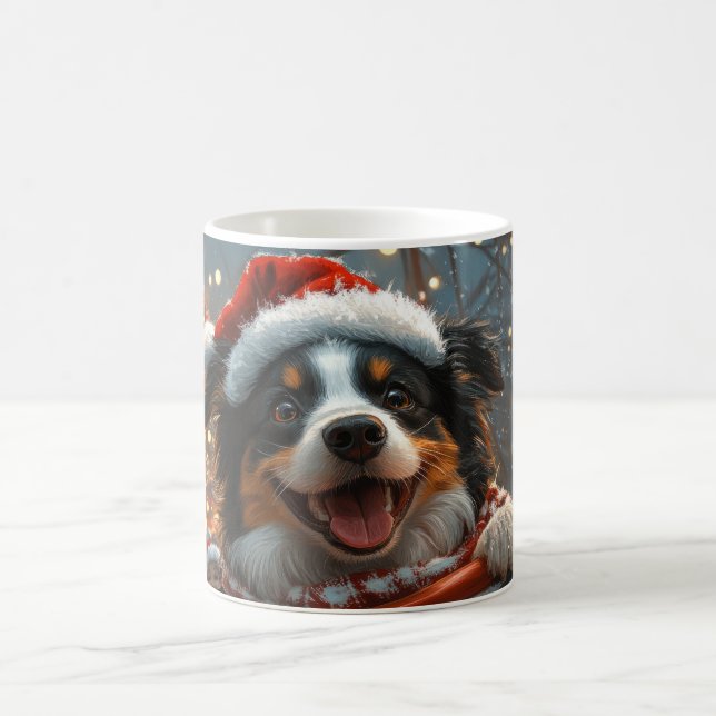 Border Collie Dog Roller Coaster Christmas Coffee Mug (Center)