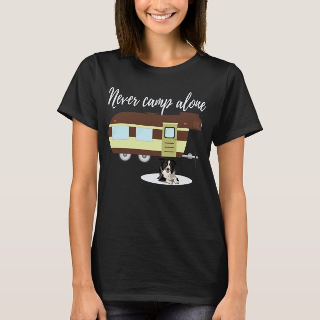 Border Collie Dog RV Funny Camping Travel Trailer T-Shirt (Front)
