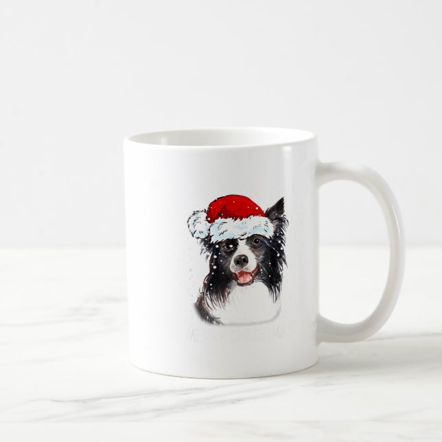 Border Collie Dog Santa Christmas Lights Xmas Boys Coffee Mug (Right)