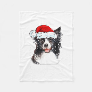 Border Collie Dog Santa Christmas Lights Xmas Boys Fleece Blanket