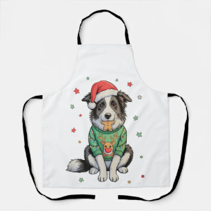 Border Collie Dog Santa Hat Christmas Border Xmas Apron