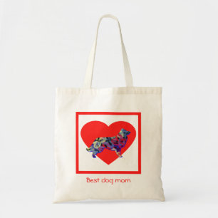 Border Collie Dog Silhouette Red Best Dog Mom Tote Bag