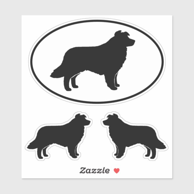 Border Collie Dog Silhouette Vinyl Sticker Set (Sheet)