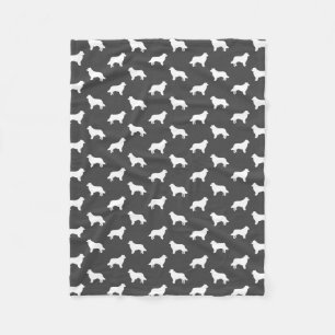 Border Collie Dog Silhouettes Pattern Fleece Blanket