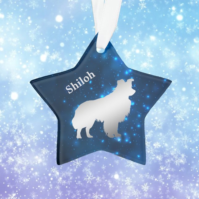 Border Collie Dog Star Personalised Ornament (Creator Uploaded)