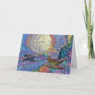 Border Collie dog throwing bones to the world Card