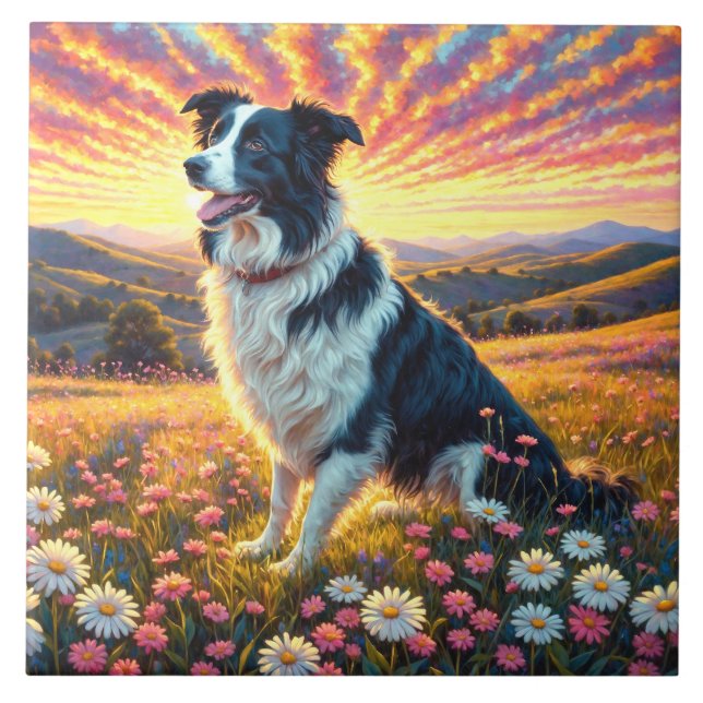 Border Collie Dog Tile (Front)