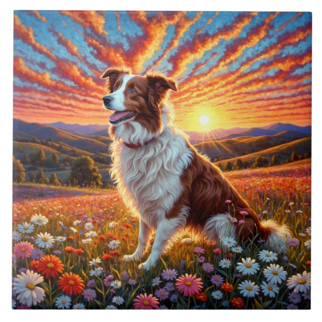 Border Collie Dog Tile (Front)