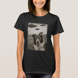 Border Collie Dog UFO Alien Extraterrestrial Selfi T-Shirt