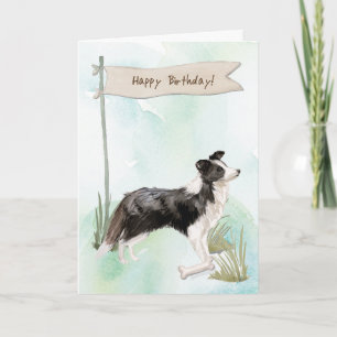 Border Collie Dog Under Birthday Sign Card