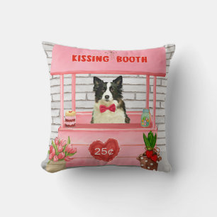 Border Collie Dog Valentine's Day Kissing Booth Cushion