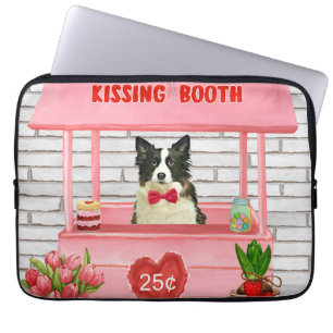 Border Collie Dog Valentine's Day Kissing Booth Laptop Sleeve