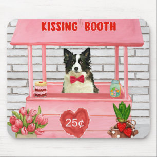 Border Collie Dog Valentine's Day Kissing Booth Mouse Mat