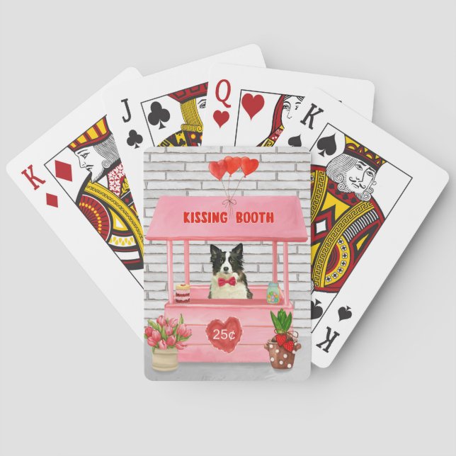 Border Collie Dog Valentine's Day Kissing Booth Playing Cards (Back)