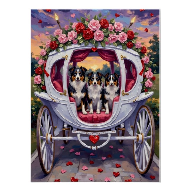 Border Collie Dog Valentine's Day Poster (Front)