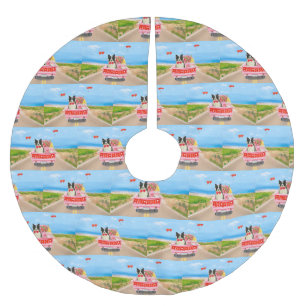 Border Collie Dog Valentine's Day Truck Hearts  Brushed Polyester Tree Skirt