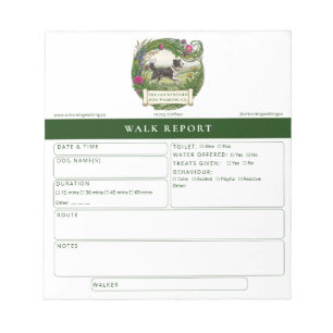 Border Collie Dog Walk Report Form Custom Notepad