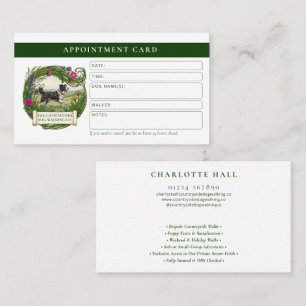 Border Collie Dog Walker Custom Appointment Card