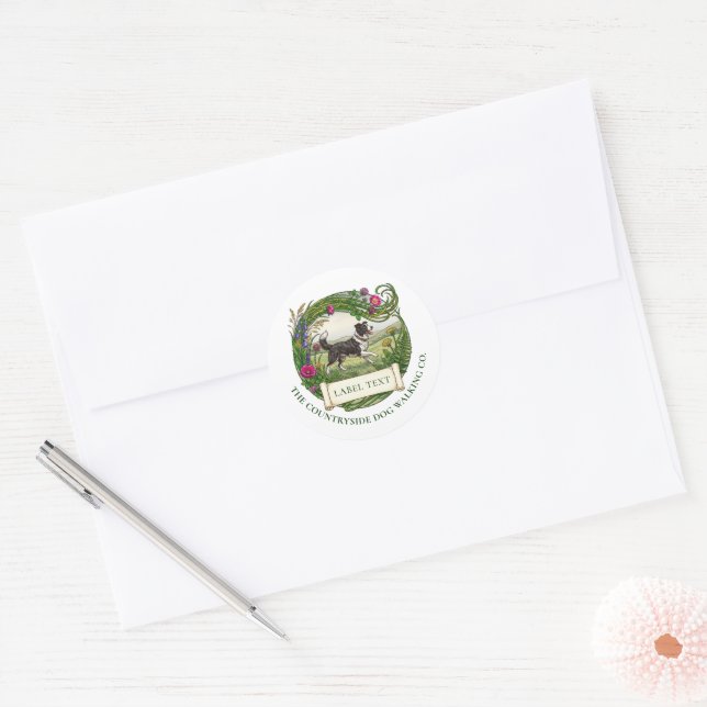 Border Collie Dog Walker Custom Sticker Labels  (Envelope)