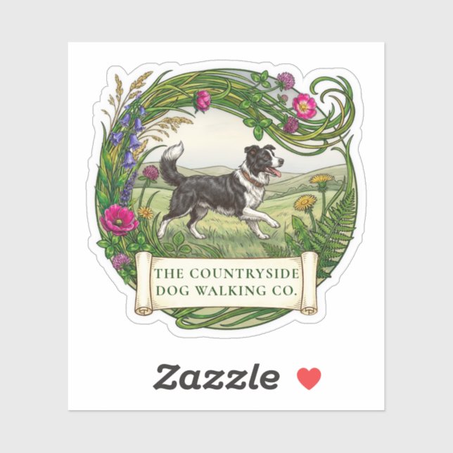 Border Collie Dog Walker Custom Vinyl Sticker (Sheet)