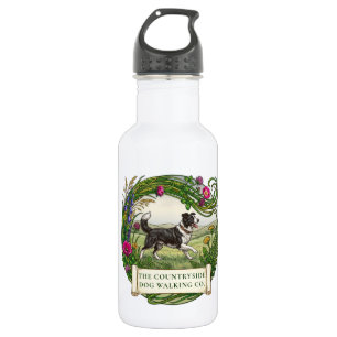 Border Collie Dog Walker Custom Water Bottle