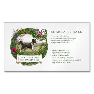 Border Collie Dog Walker Magnetic Business Card