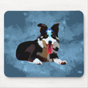 Border Collie Dog Watercolor Art Portrait Mouse Mat