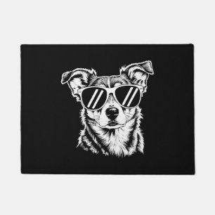 Border Collie Dog Wearing Sunglasses Vintage Pet Doormat