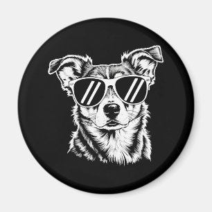 Border Collie Dog Wearing Sunglasses Vintage Pet Magnet