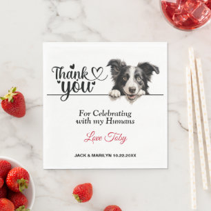 Border Collie Dog Wedding Cocktail Napkin