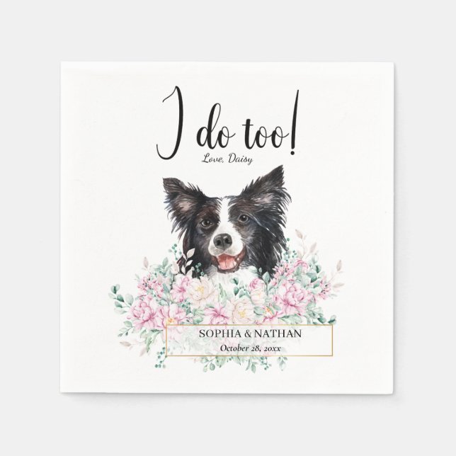 Border Collie Dog Wedding Cocktail Napkins (Front)