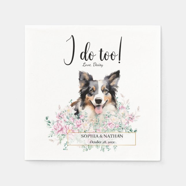 Border Collie Dog Wedding Cocktail Napkins (Front)