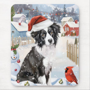 Border Collie Dog Winter Wonderland Christmas Joy Mouse Mat