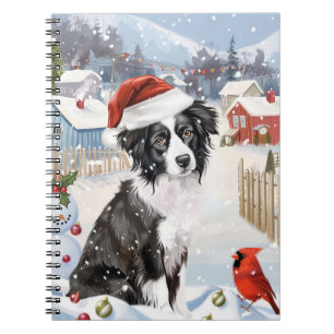 Border Collie Dog Winter Wonderland Christmas Joy Notebook