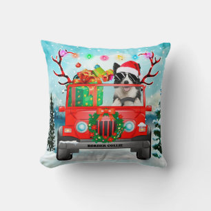 Border Collie dog with Christmas gifts Cushion