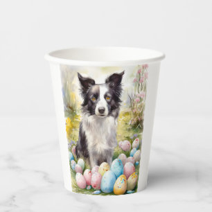 Border Collie Dog with Easter Eggs Holiday  Paper Cups