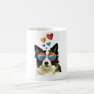 Border Collie Dog with Hearts Valentine's Day Coffee Mug