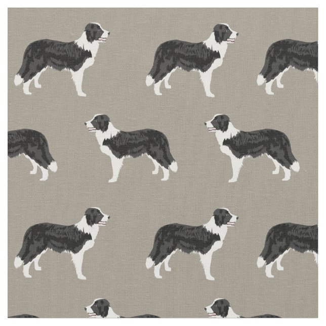 Border Collie dogs tan Fabric (Close Up)