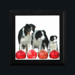 Border Collie Dogs with Red Christmas Ornaments Gift Box<br><div class="desc">Border Collie Dogs with Red Christmas Ornaments. Specially designed for Border Collie lovers celebrating Christmas.</div>