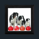 Border Collie Dogs with Red Christmas Ornaments Gift Box<br><div class="desc">Border Collie Dogs with Red Christmas Ornaments. Specially designed for Border Collie lovers celebrating Christmas.</div>