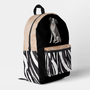 Border Collie Drawing Dog Black White Fur Pattern Printed Backpack