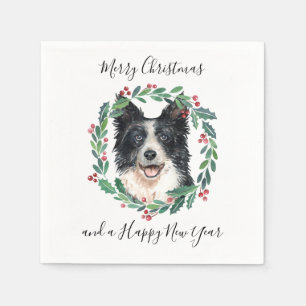 Border Collie Elegant Dog Merry Christmas Napkin
