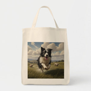 Border Collie Elegant Grocery Tote Bag