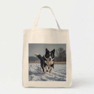 Border Collie Elegant Grocery Tote Bag