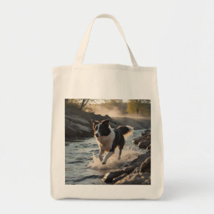 Border Collie Elegant Grocery Tote Bag